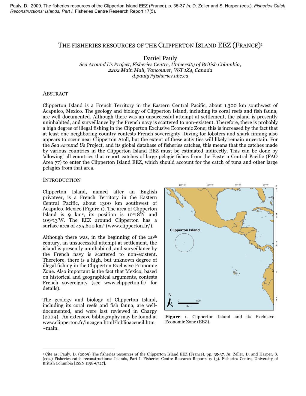 The Fisheries Resources of Clipperton Island (France)
