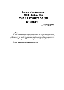 The Last Hunt of Jim Corbett by Joseph Jordania University of Melbourne