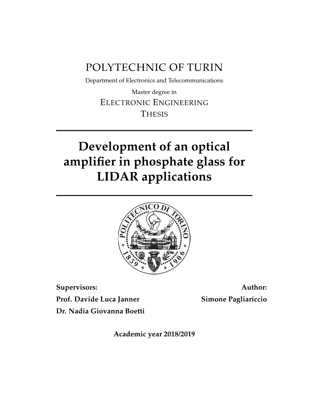 Development of an Optical Amplifier in Phosphate Glass for LIDAR
