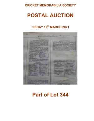 Cricket Memorabilia Society Postal Auction Friday 19