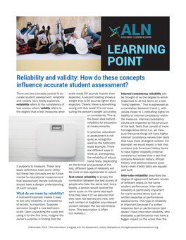 Reliability and Validity: How Do These Concepts Influence Accurate Student Assessment?