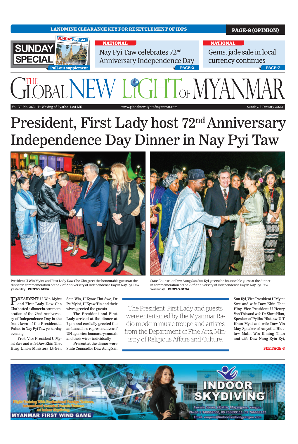 President, First Lady Host 72Nd Anniversary Independence Day Dinner in Nay Pyi Taw