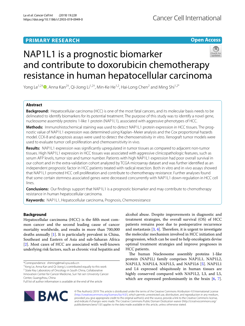 NAP1L1 Is a Prognostic Biomarker and Contribute to Doxorubicin