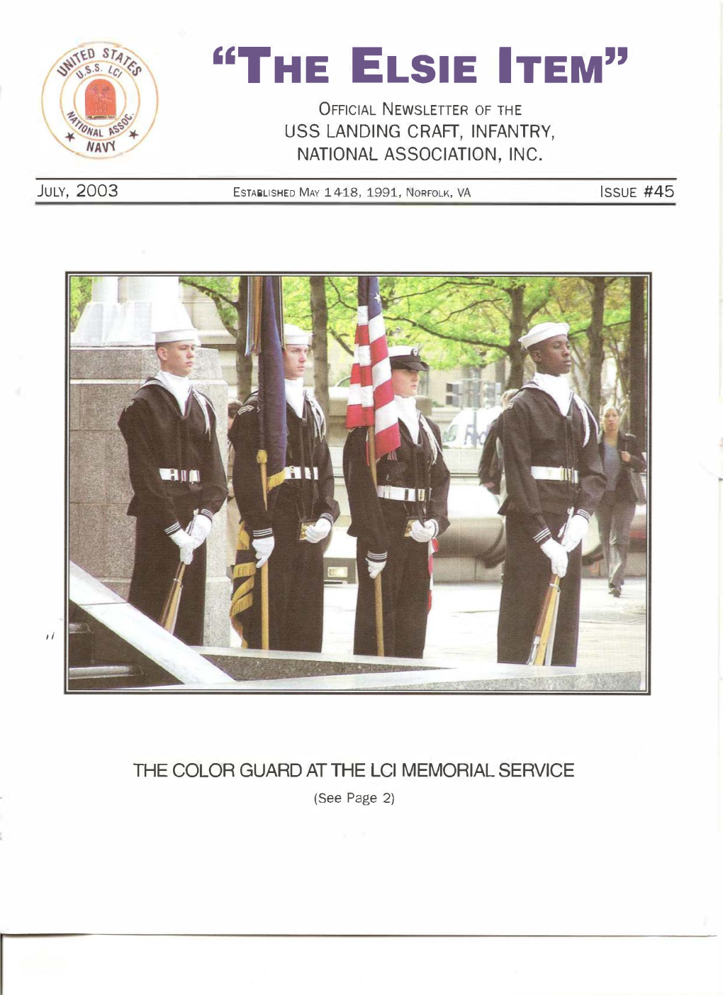''The Elsie Item'' Official Newsletter of the Uss Landing Craft, Infantry, National Association, Inc