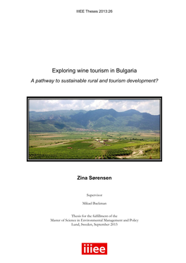 Exploring Wine Tourism in Bulgaria a Pathway to Sustainable Rural and Tourism Development?