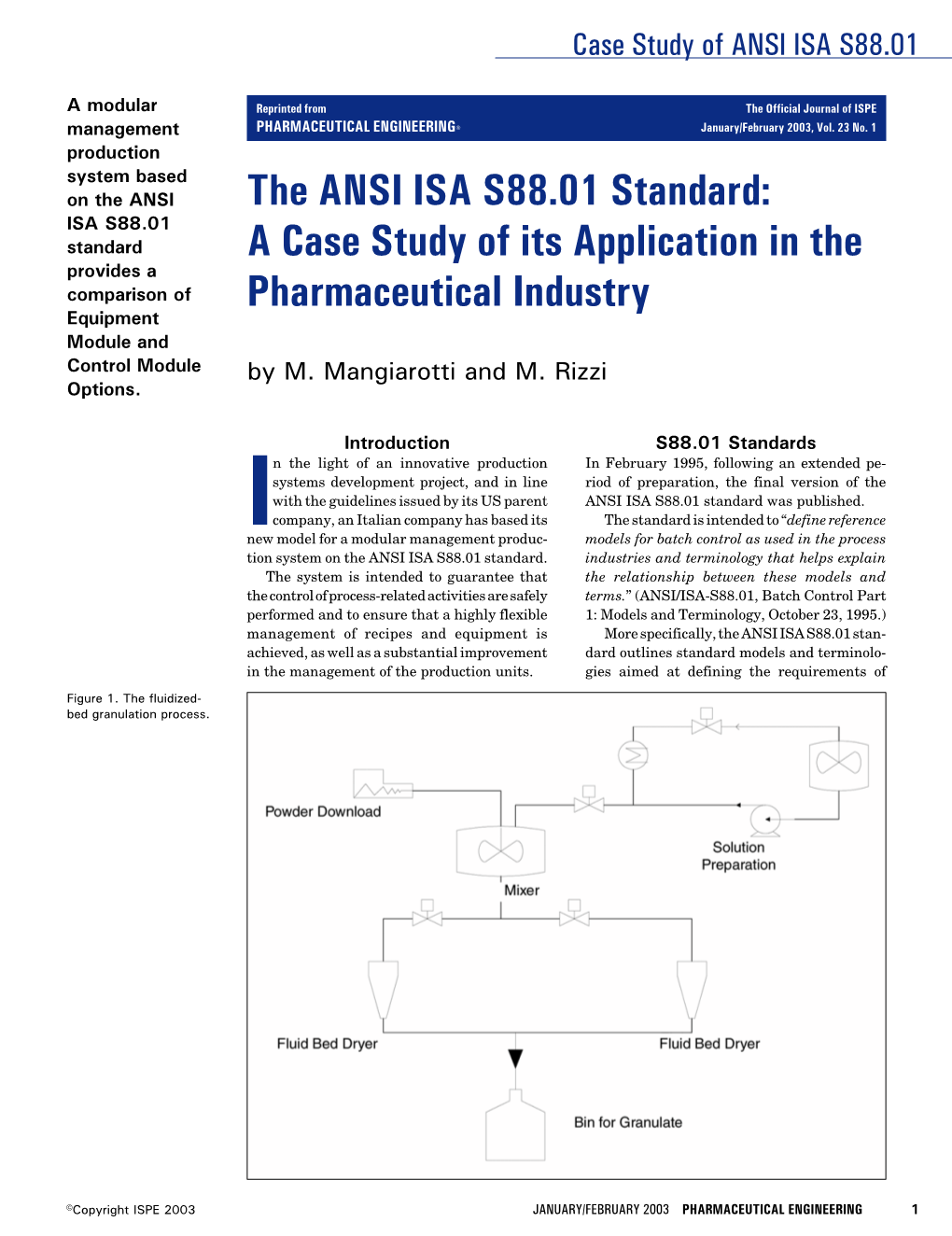 Case Study of ANSI ISA S88.01