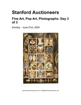 Stanford Auctioneers Fine Art, Pop Art, Photographs: Day 3 of 3 Sunday – June 21St, 2020