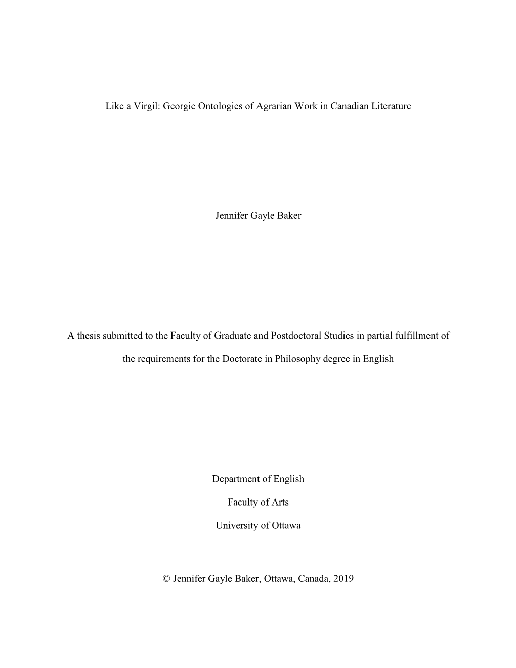 Like a Virgil: Georgic Ontologies of Agrarian Work in Canadian Literature