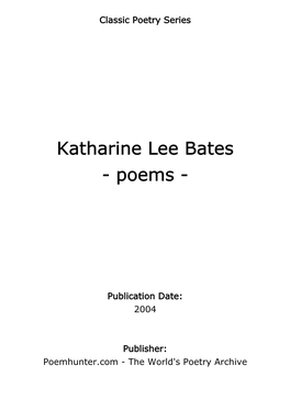 Katharine Lee Bates - Poems