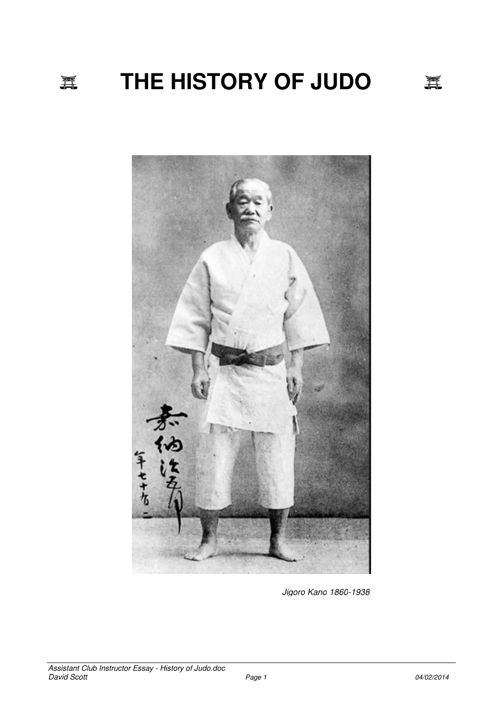 W the HISTORY of JUDO W