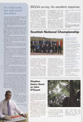 BIGGA Survey: an Excellent Response Scottish National Championship