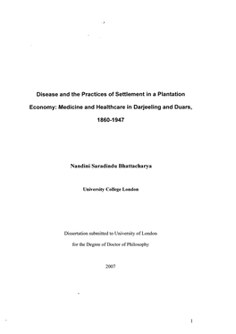 Disease and the Practices of Settlement in a Plantation Economy