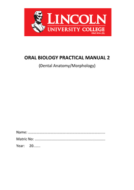 Oral Biology Practical Manual 2 ISBN
