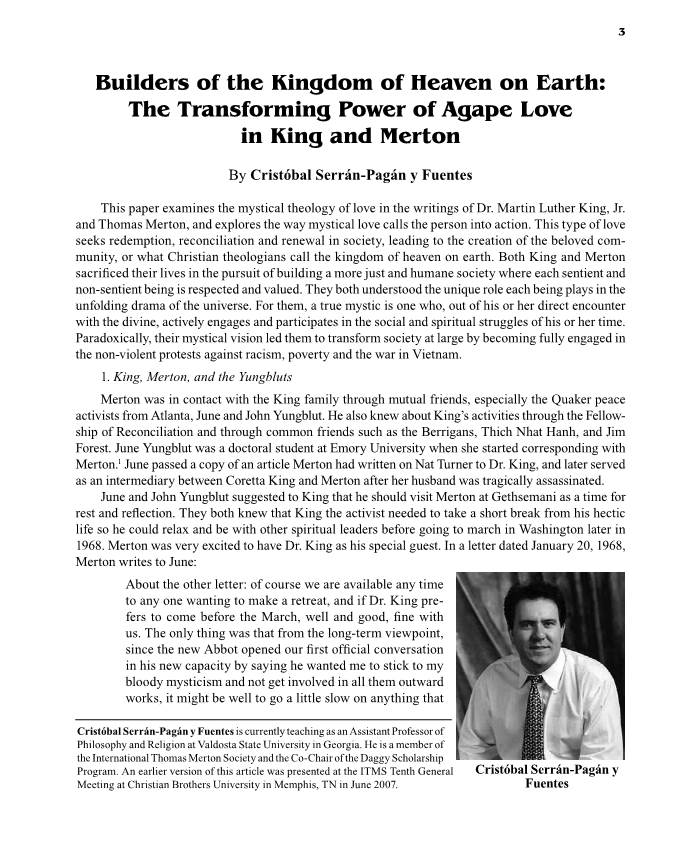 The Transforming Power of Agape Love in King and Merton