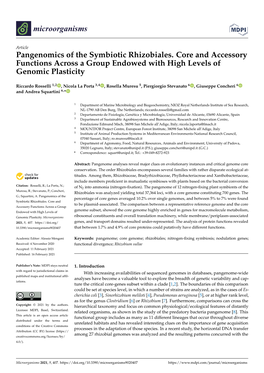 Pangenomics of the Symbiotic Rhizobiales. Core and Accessory Functions Across a Group Endowed with High Levels of Genomic Plasticity