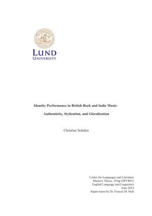 Identity Performance in British Rock and Indie Music