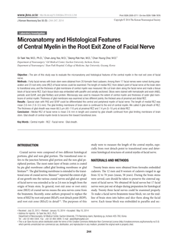 Microanatomy and Histological Features of Central Myelin in the Root Exit Zone of Facial Nerve