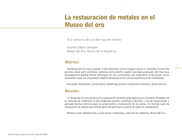 La Restauracion De Metales En El Museo Del Oro