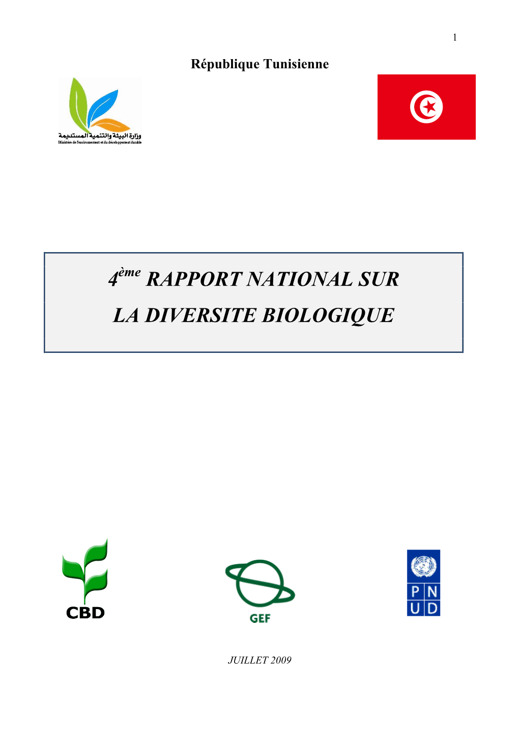 Ème RAPPORT NATIONAL SUR LA DIVERSITE BIOLOGIQUE