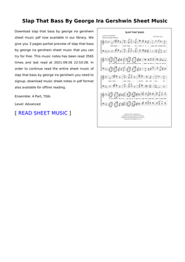 Slap That Bass by George Ira Gershwin Sheet Music
