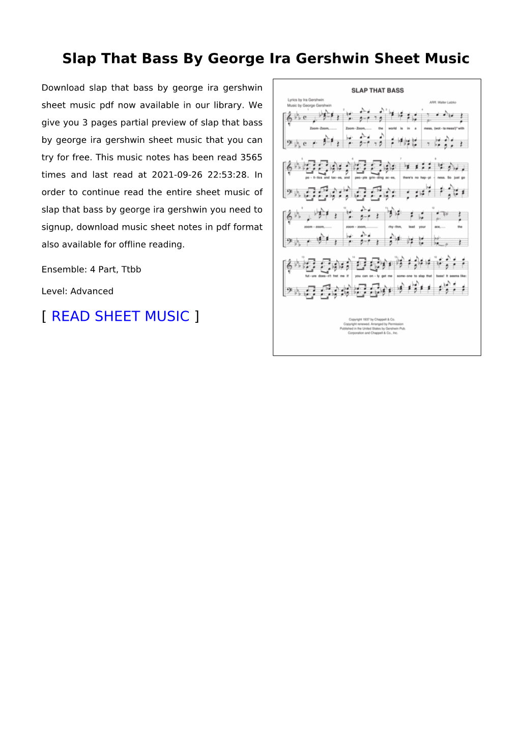 Slap That Bass by George Ira Gershwin Sheet Music