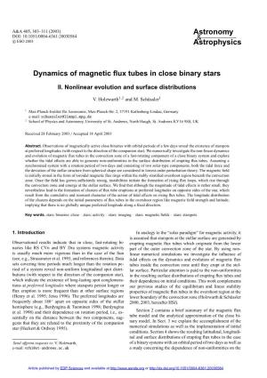 Dynamics of Magnetic Flux Tubes in Close Binary Stars