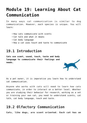 Module 19: Learning About Cat Communication