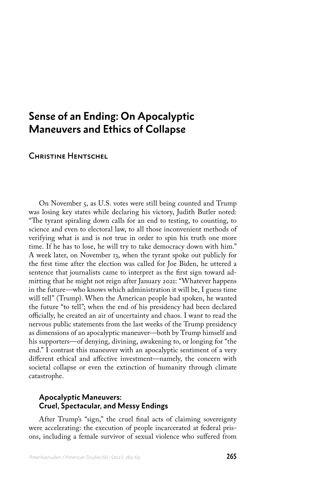 On Apocalyptic Maneuvers and Ethics of Collapse