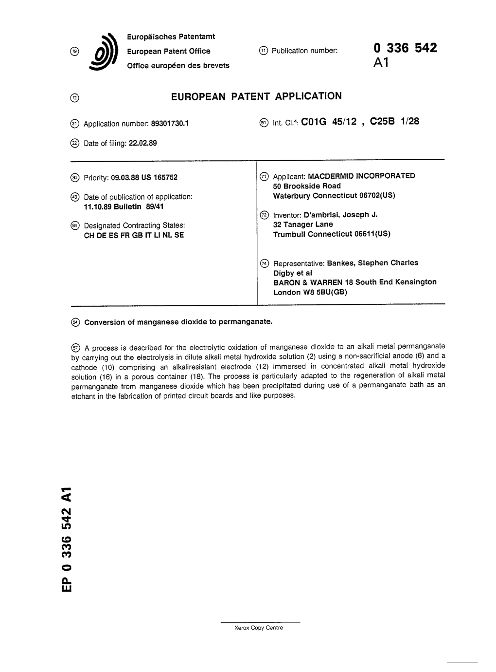 Conversion of Manganese Dioxide to Permanganate