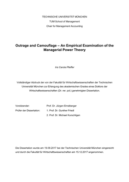 Outrage and Camouflage – an Empirical Examination of the Managerial Power Theory