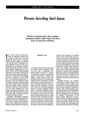 Pocosin Breeding Bird Fauna