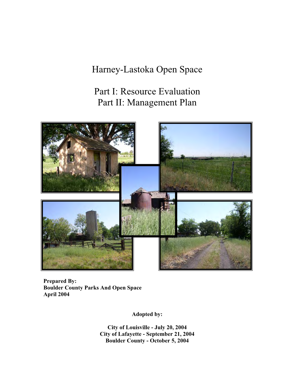 Harney-Lastoka Open Space Management Plan