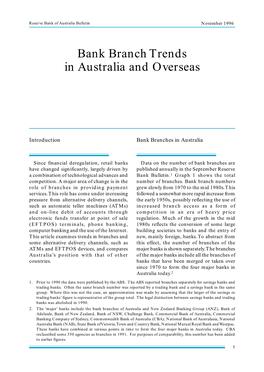 Bank Branch Trends in Australia and Overseas
