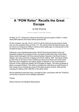 A “POW Rolex” Recalls the Great