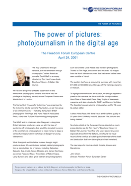 The Power of Pictures: Photojournalism in the Digital Age