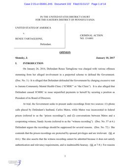 Case 2:15-Cr-00491-JHS Document 102 Filed 01/11/17 Page 1 of 14