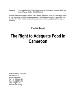 The Right to Adequate Food in Cameroon