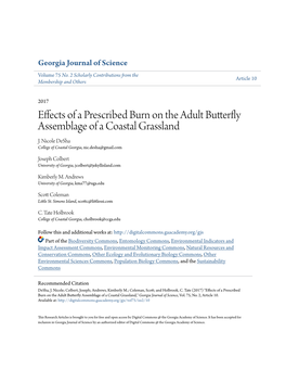 Effects of a Prescribed Burn on the Adult Butterfly Assemblage of a Coastal Grassland J