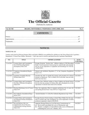 The Official Gazette Published by Authority