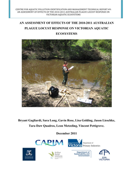 An Assessment of Effects of the 2010-2011 Australian Plague Locust Response on Victorian Aquatic Ecosystems