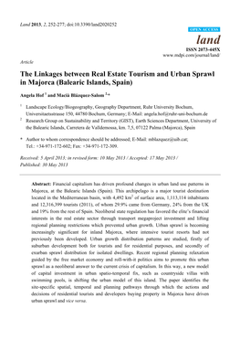 The Linkages Between Real Estate Tourism and Urban Sprawl in Majorca (Balearic Islands, Spain)