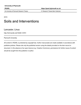 Soils and Interventions Linus William Lancaster Doctor