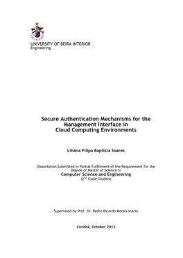 Secure Authentication Mechanisms for the Management Interface in Cloud Computing Environments