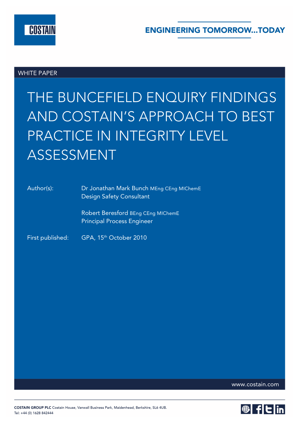 The Buncefield Enquiry Findings and Costain's