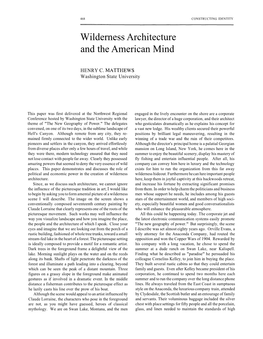 Wilderness Architecture and the American Mind