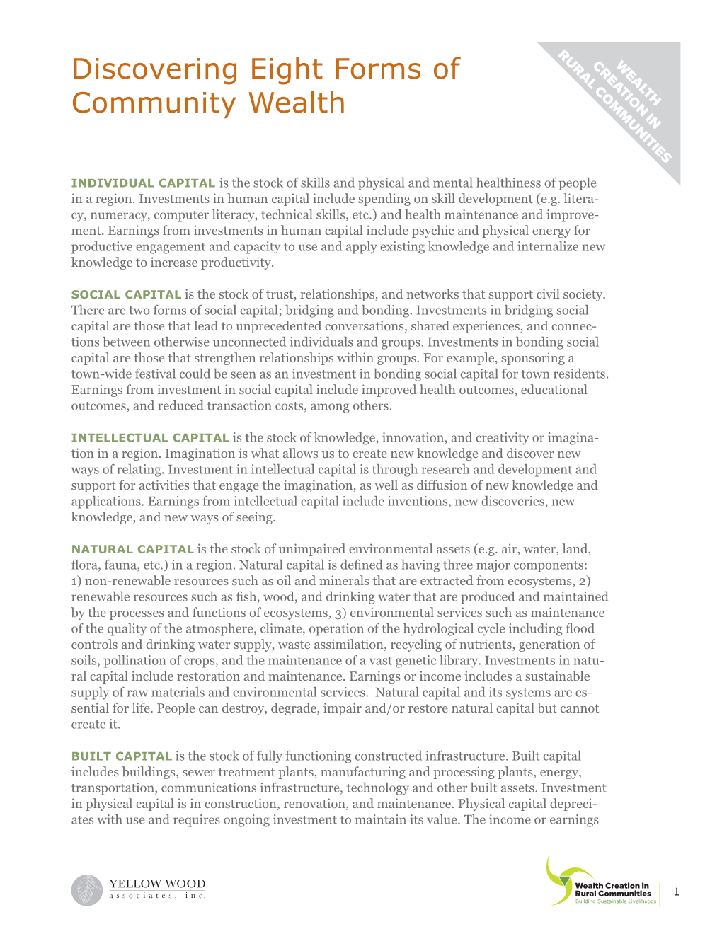 Discovering Eight Forms of Community Wealth