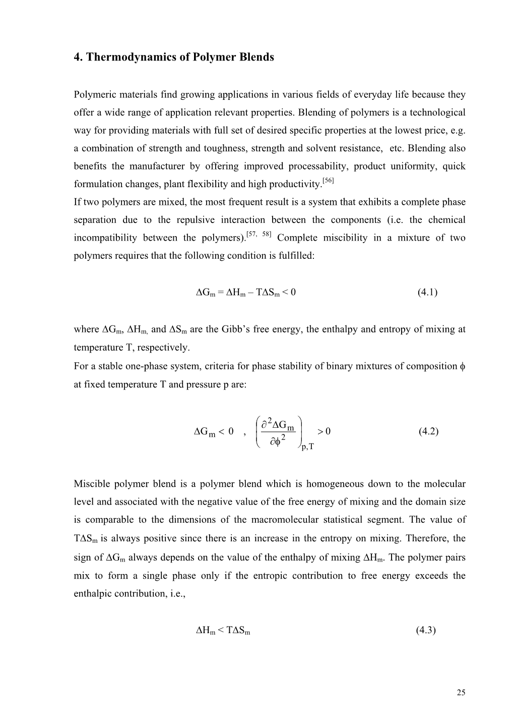 4. Thermodynamics of Polymer Blends