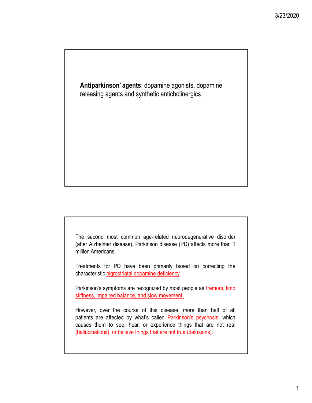 Anti Parkinsonian Drugs