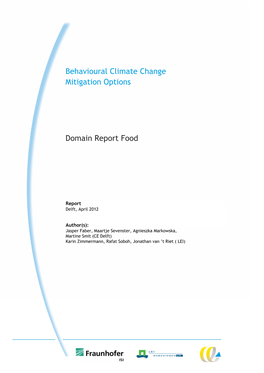 Behavioural Climate Change Mitigation Options Domain Report Food Delft, CE Delft, April 2012