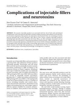 Complications of Injectable Fillers and Neurotoxins